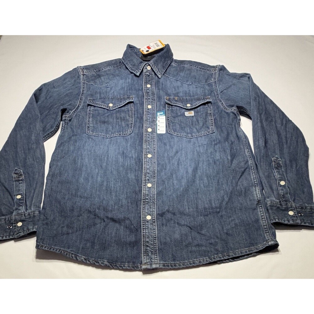 Carhartt Montana Denim Shirt Blue Fade Pearl Snap Relaxed Fit Western Mens NWT